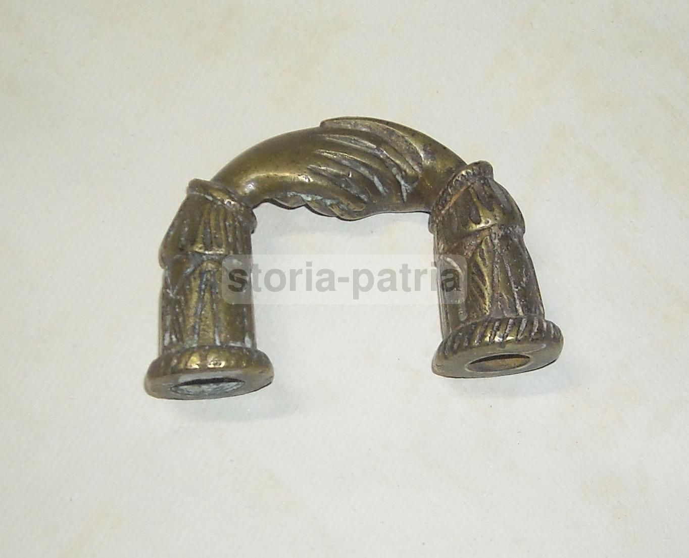 Poggiacarte Antico Mani Intrecciate In Ottone, Allegoria Della Fedeltà, XIX Secolo