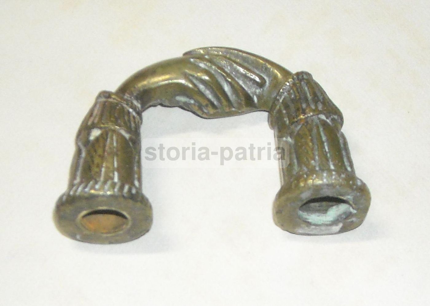 Poggiacarte Antico Mani Intrecciate In Ottone, Allegoria Della Fedeltà, XIX Secolo