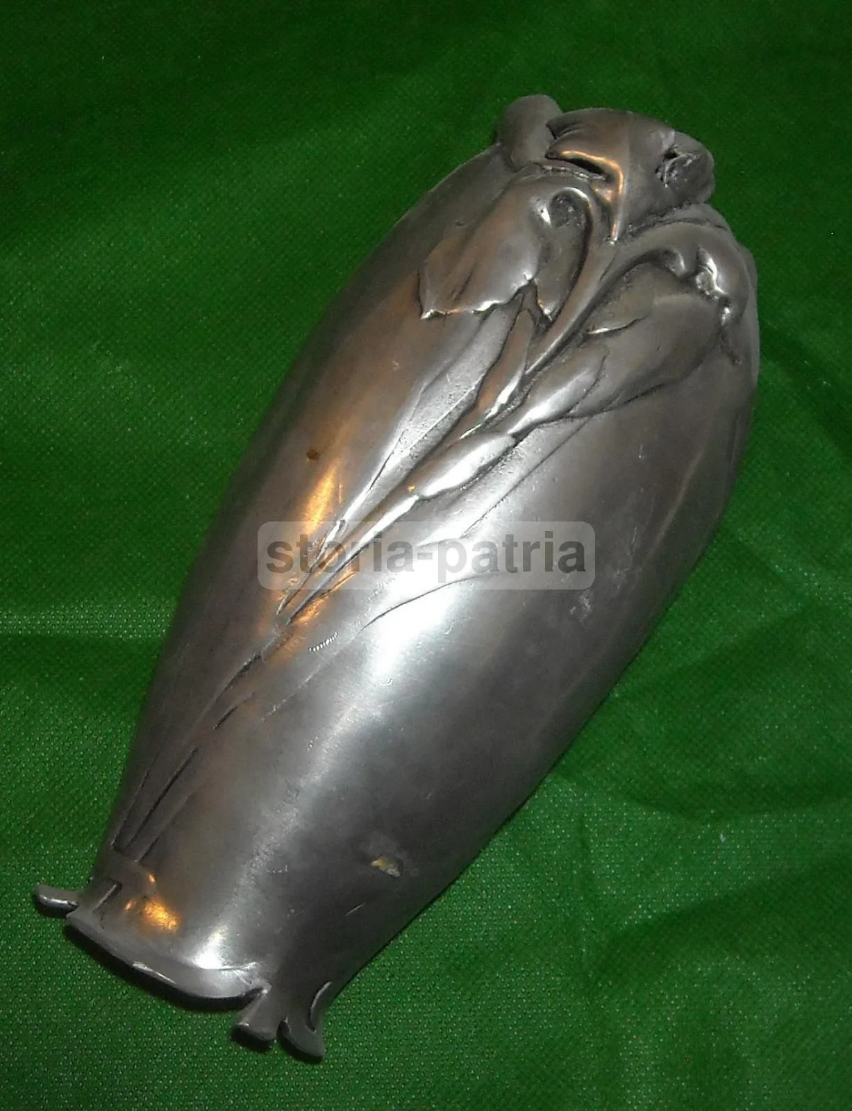 Art Nouveau Pewter Vase with Floral Decoration, 1920s