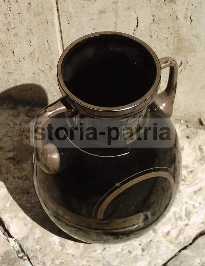 Vaso Art Déco In Vetro Con Decoro Geometrico E Argento, Anni '30