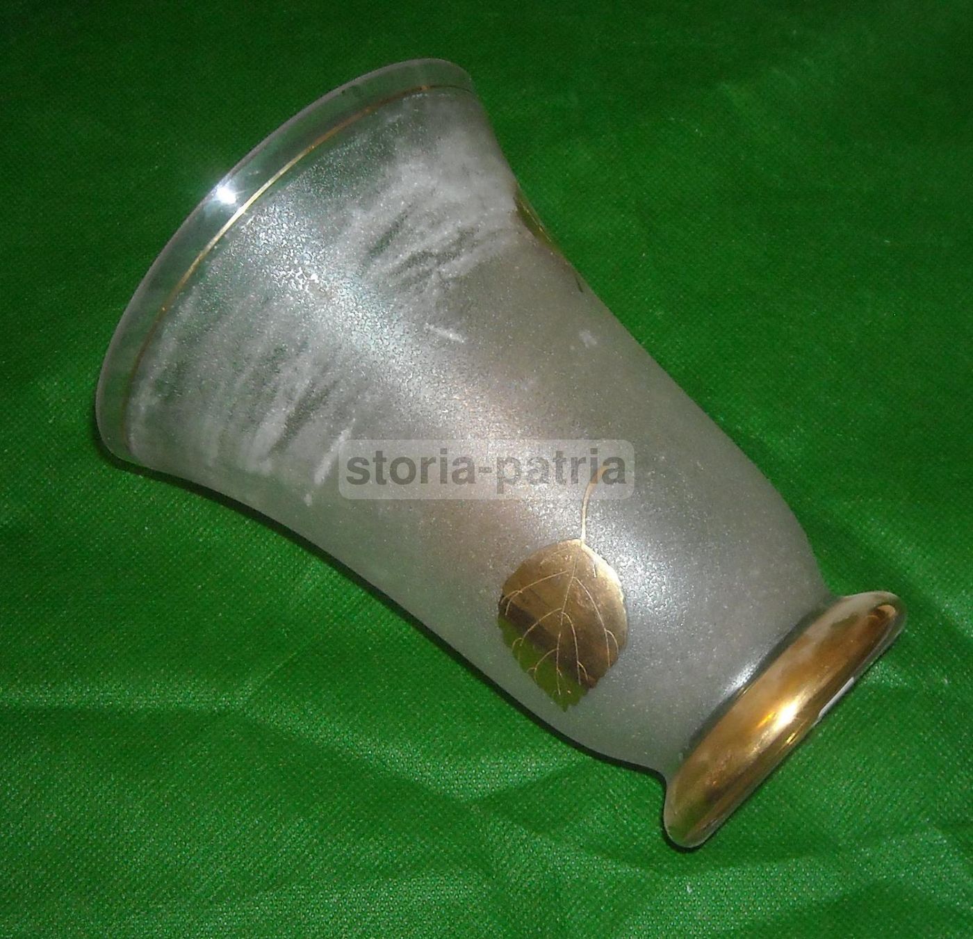 Vaso In Vetro Decorativo Laminato In Oro, Anni 1930 1950