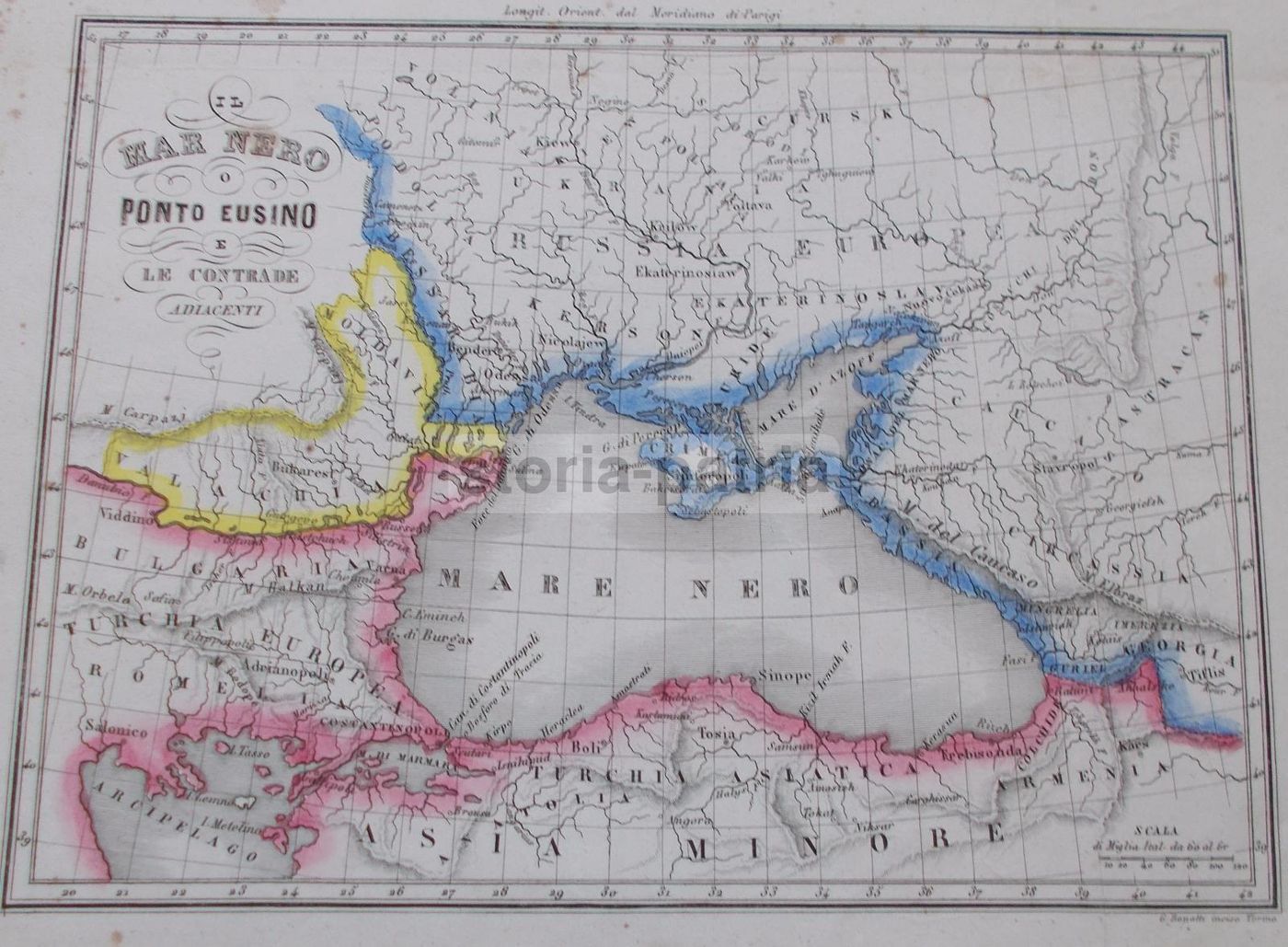 Mappa Antica Del Mar Nero, Turchia, Georgia, Armenia E Crimea, XIX Secolo