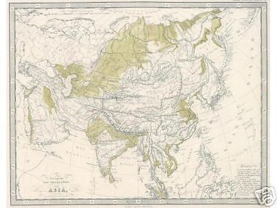 Carta Geografica Asia 1869: Prospetto Oro Idrografico Stieler