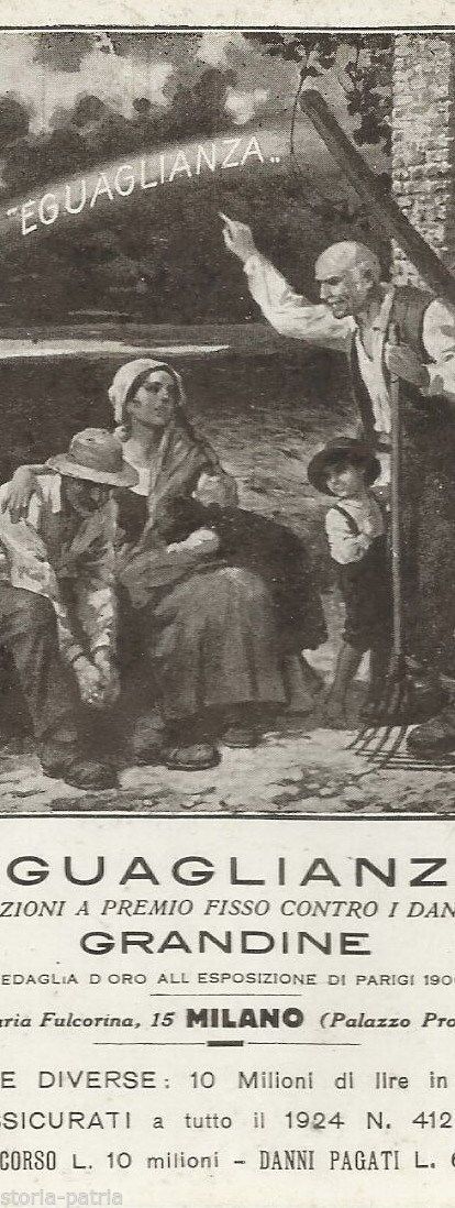 Cartolina Pubblicitaria Assicurazioni Eguaglianza Grandine Milano
