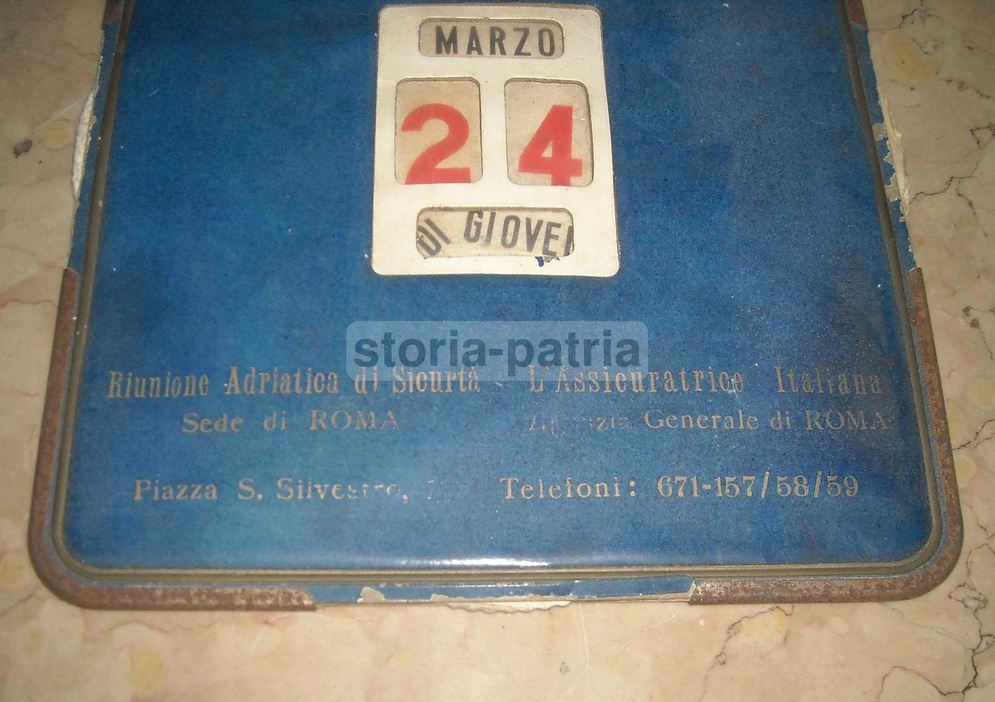 Cartello Datario Pubblicitario Assicuratrice Italiana, Roma