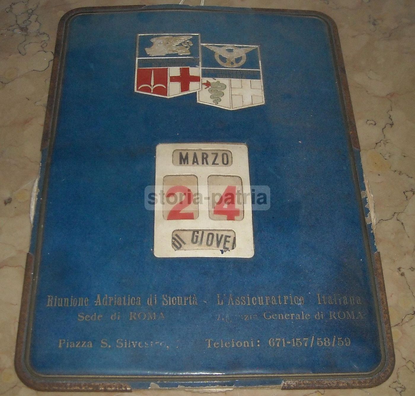 Cartello Datario Pubblicitario Assicuratrice Italiana, Roma