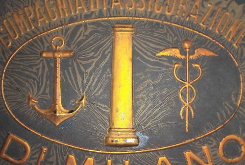 Targa Pubblicitaria Assicurazioni Milano Epoca Latta Litografata