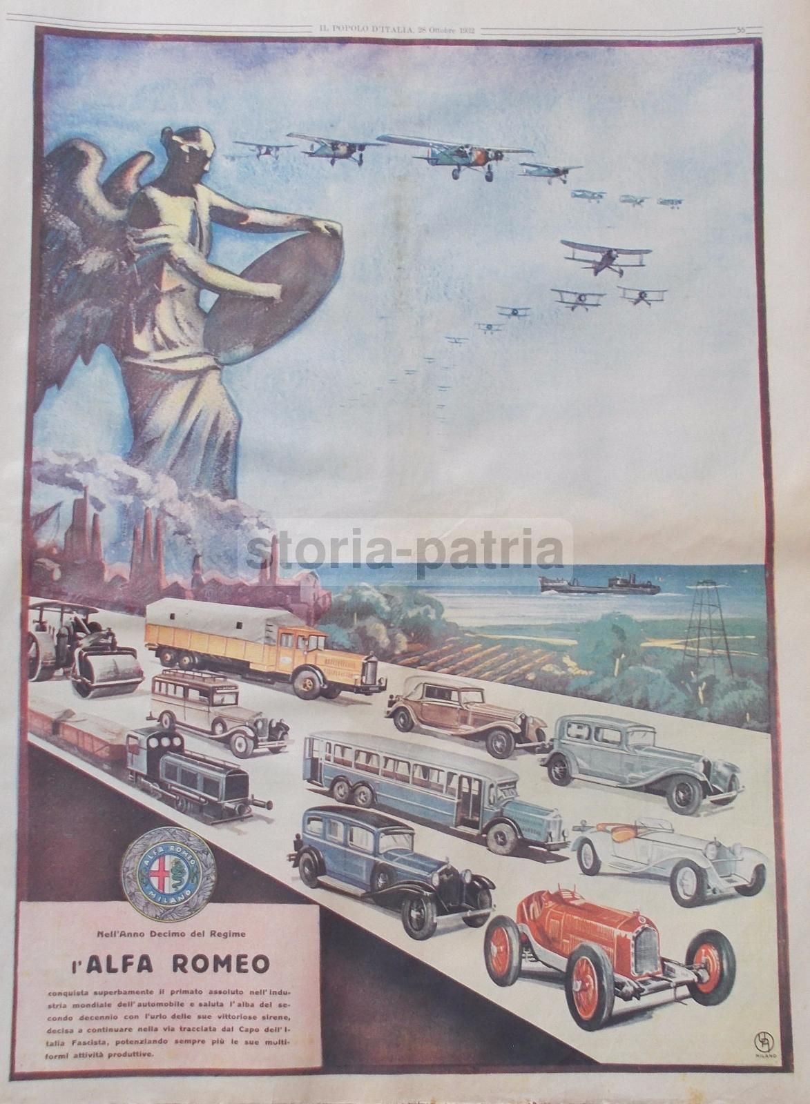 Pubblicità Ina E Alfa Romeo 1932: Stampa Originale, Milano
