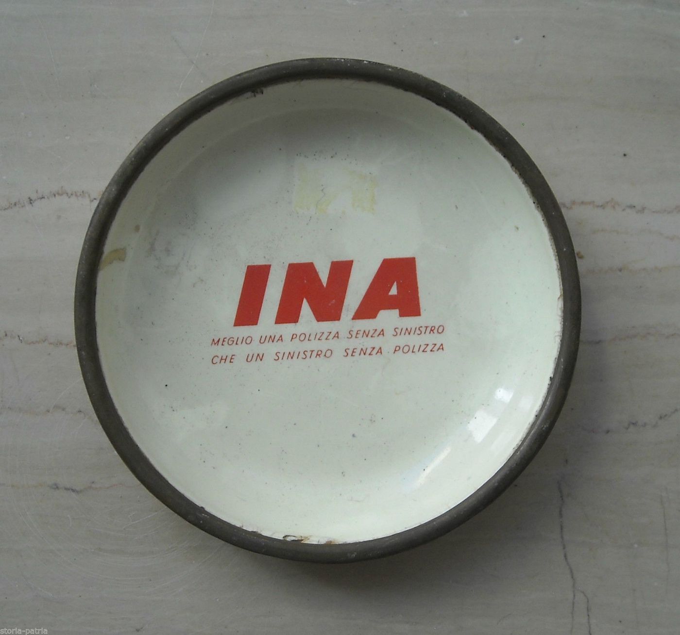 Posacenere Pubblicitario INA Assicurazioni In Latta, Anni '50