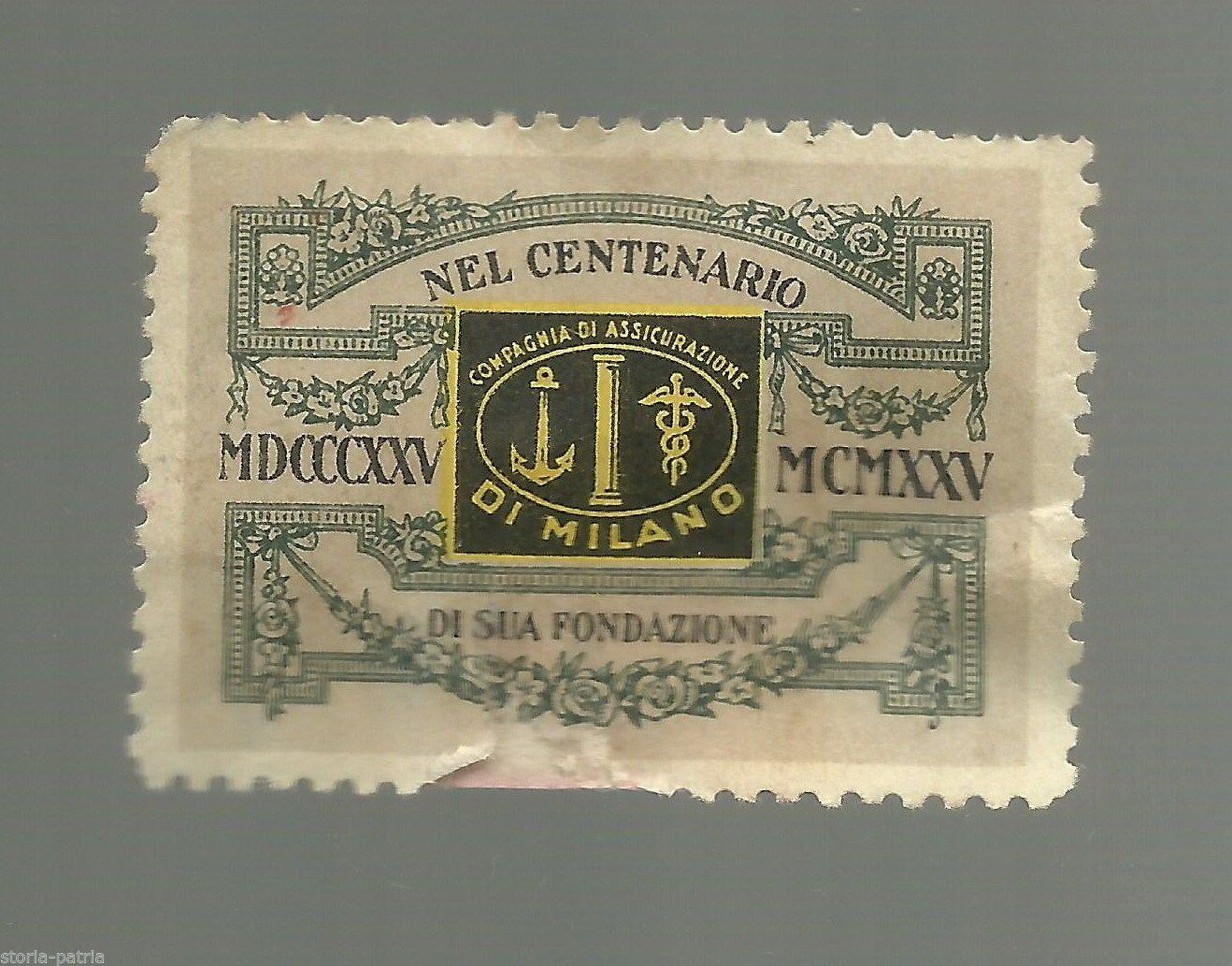 Chiudilettera Assicurazioni Milano: Centenario 1825 1925