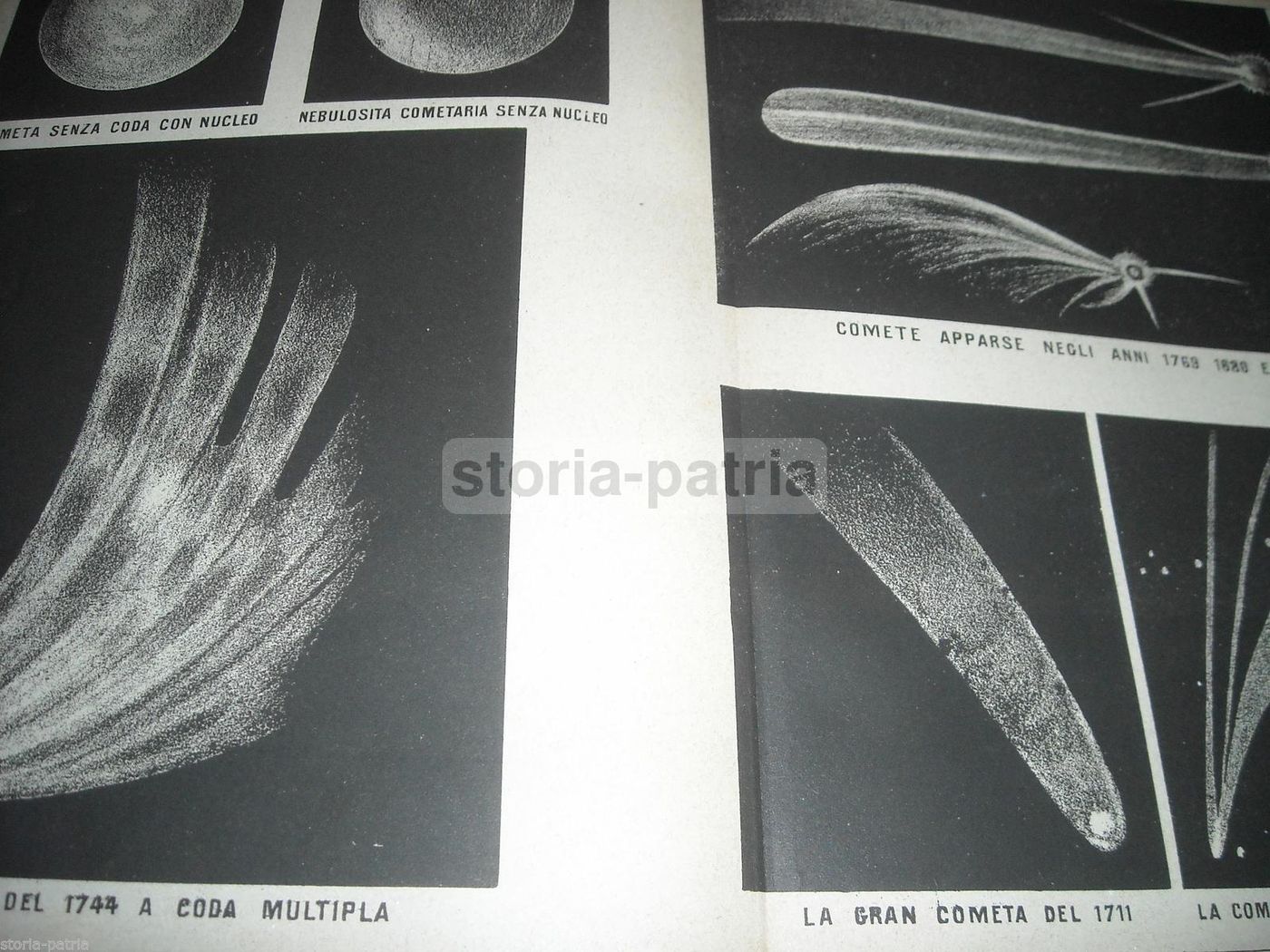 Litografia Antica Comete Fine '800, Cometa Di Donati, Vallardi