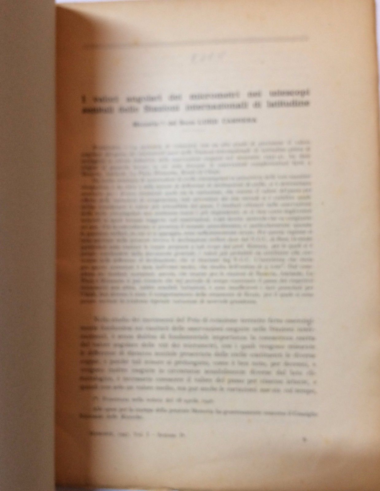 Luigi Carnera: I Valori Angolari Dei Micrometri Nei Telescopi Zenitali, 1947