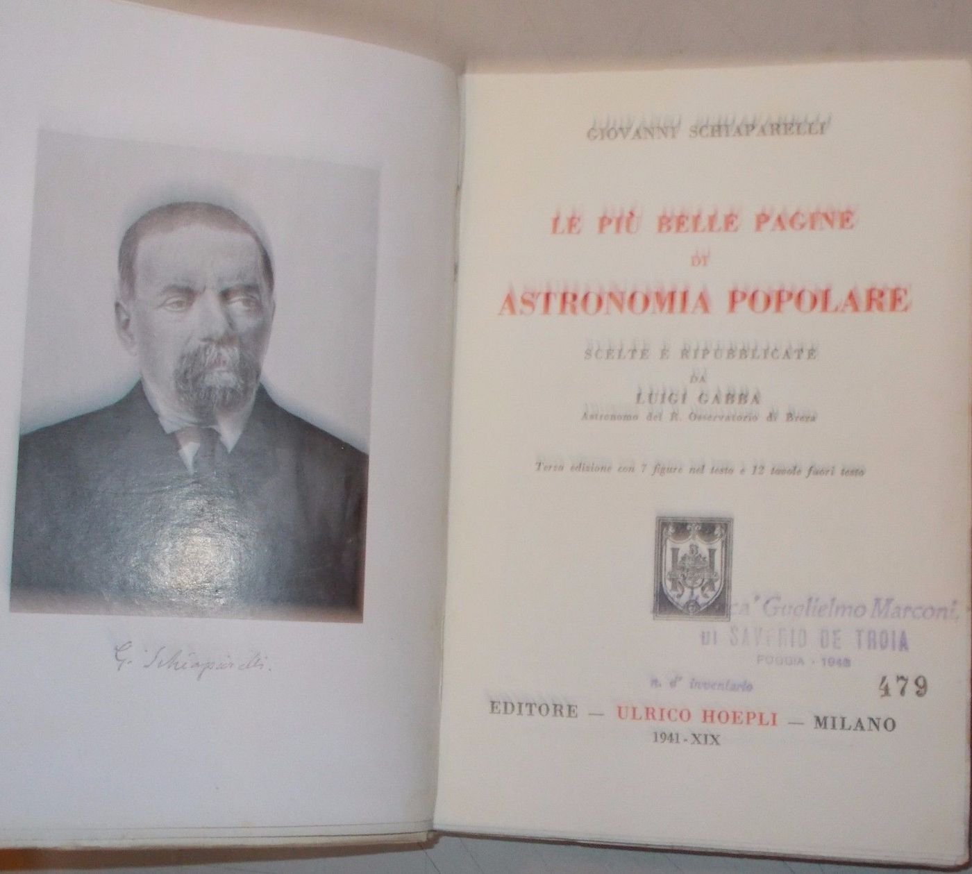 Schiaparelli, Astronomia Popolare 1941, Hoepli: Marte, Mercurio, Comete