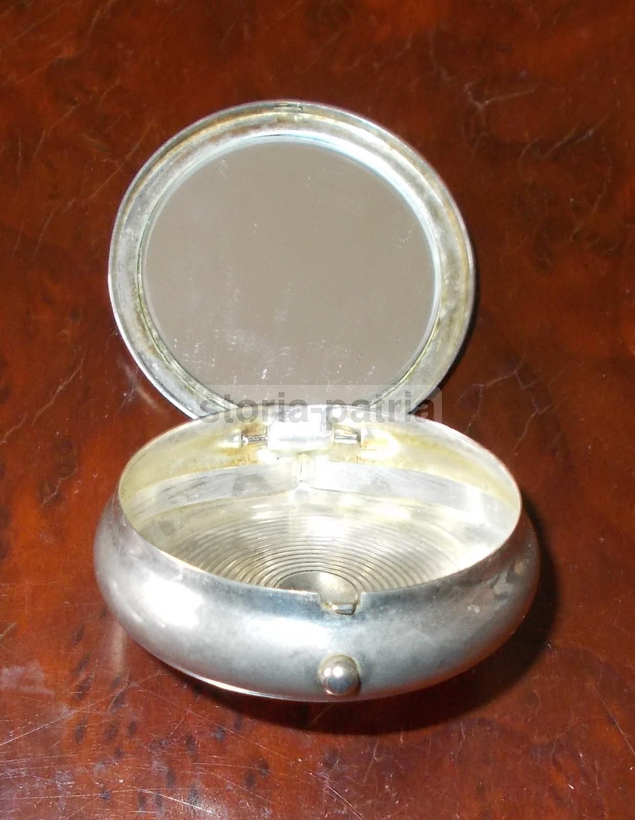 Astuccio Da Collezione In Metallo Argentato Con Specchietto, Anni '30 '50