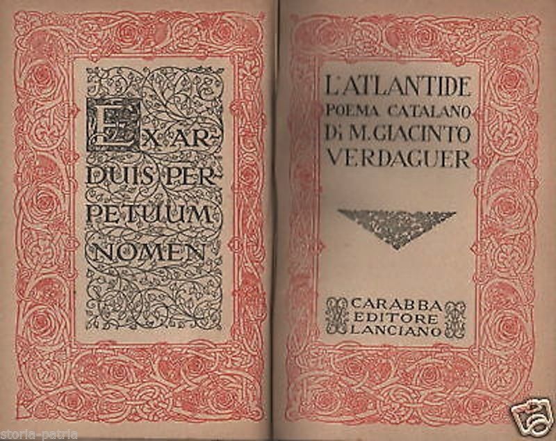 L'Atlantide Di Verdaguer (1916), Carabba. Poema Catalano Tradotto Da E. Portal.