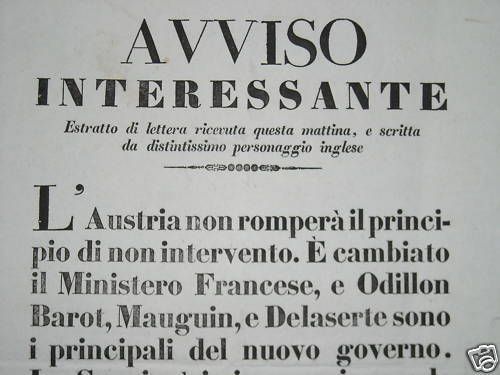 Manifesto Insurrezioni Savoia 1831, Bologna Macerata (originale)