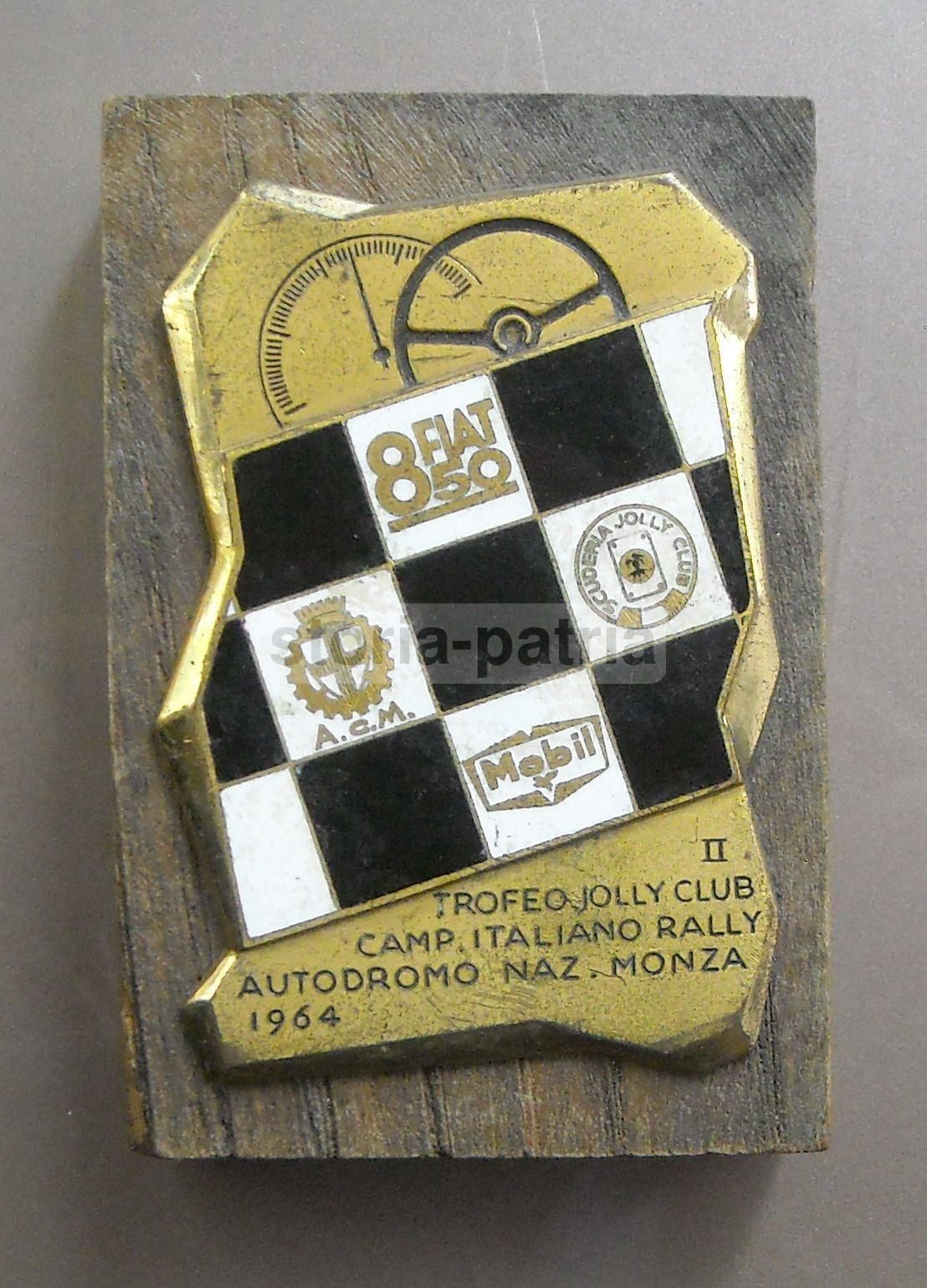 Targa Trofeo Jolly Club Rally Autodromo Monza Fiat 850 Mobil 1964