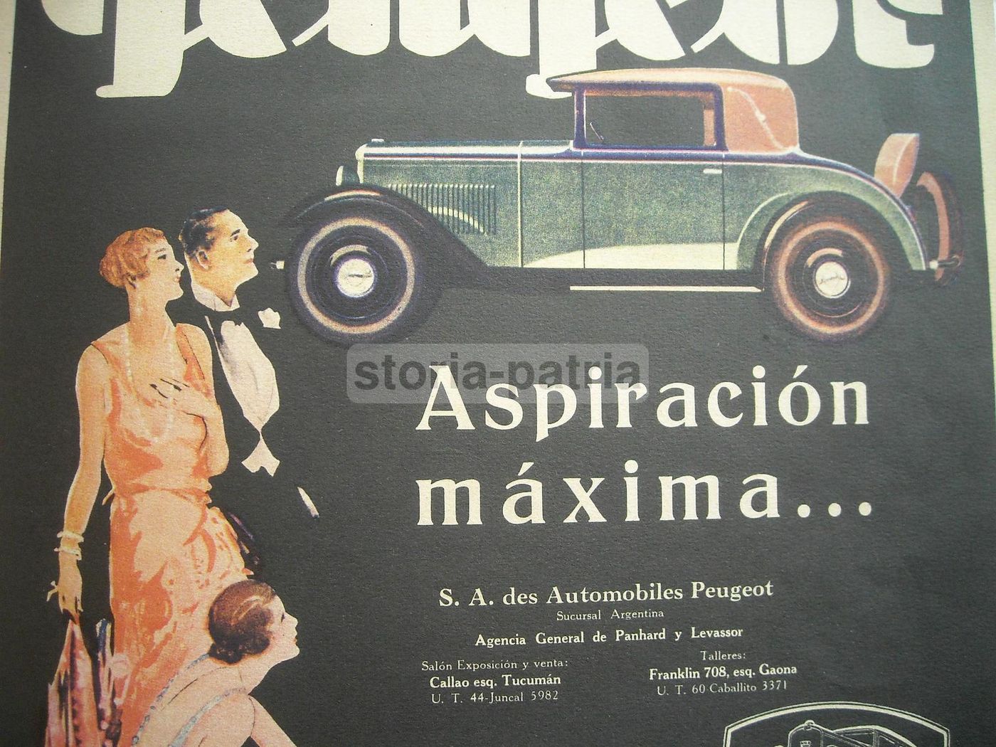Pubblicità Antica Peugeot Anni '30, Grafica Originale Spagnola