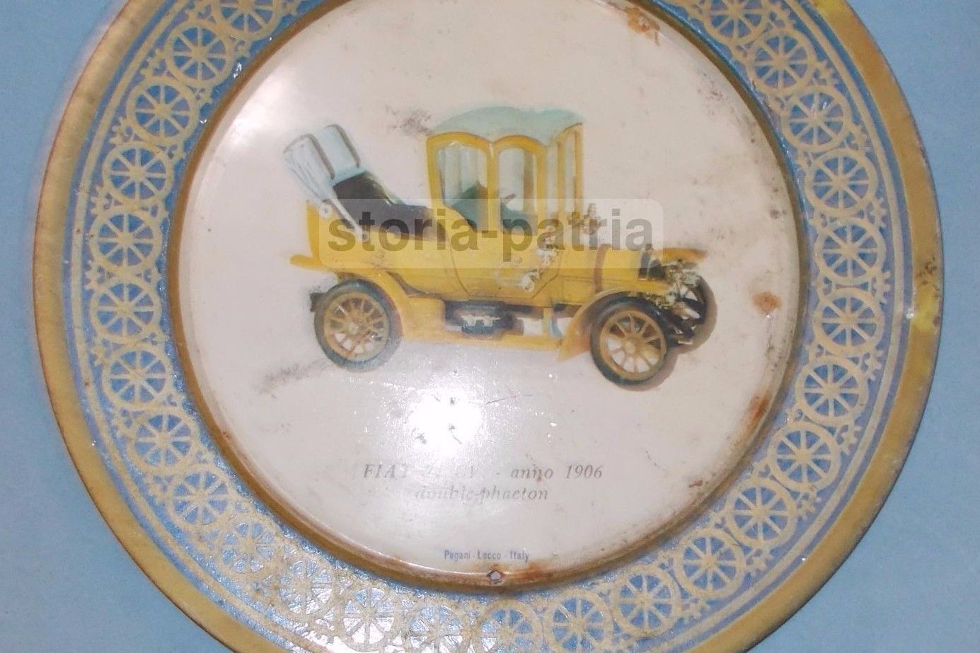 Piatto Pubblicitario Fiat 24 CV 1906 Double Phaeton Pagani Lecco