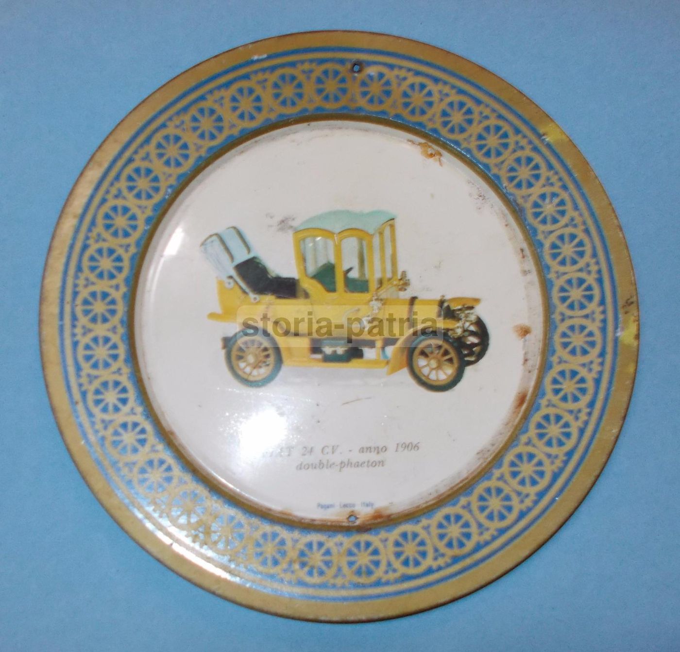 Piatto Pubblicitario Fiat 24 CV 1906 Double Phaeton Pagani Lecco