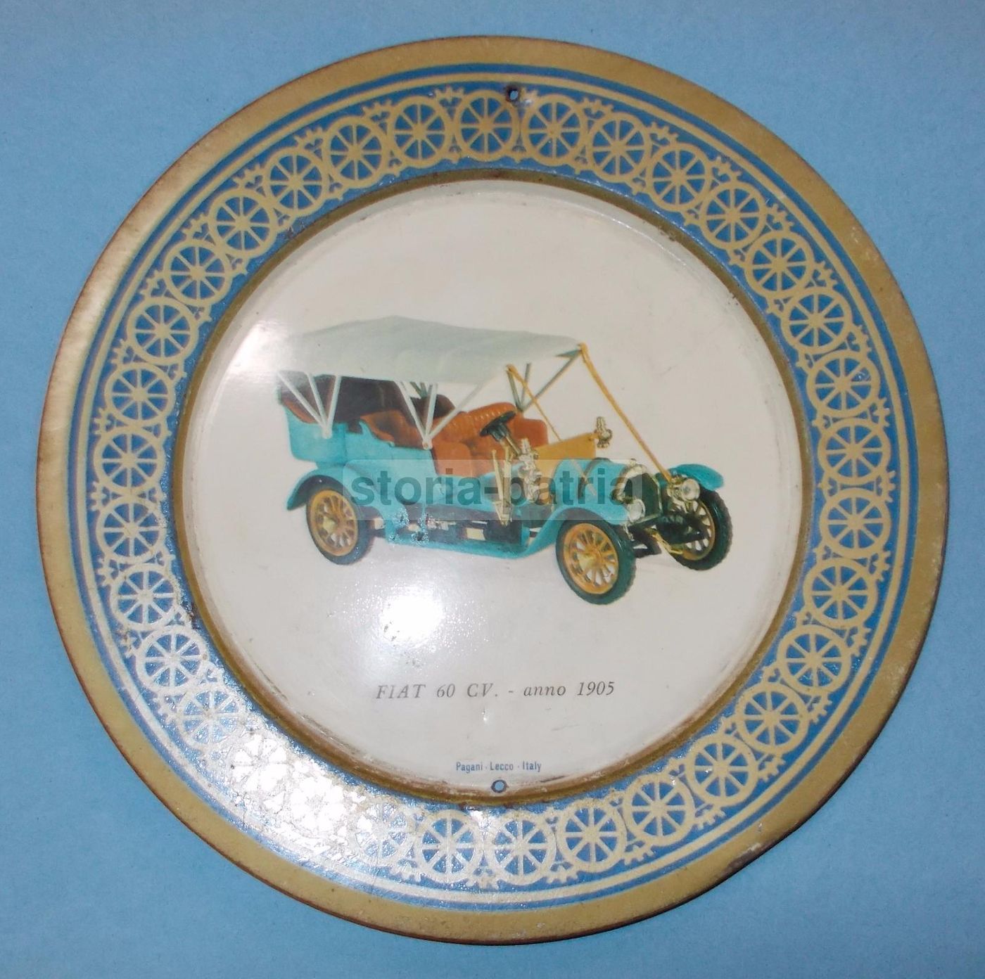 Piatto Pubblicitario Fiat 60 CV 1905, Edizione Pagani Lecco