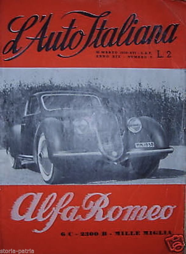 L'Auto Italiana, Marzo 1938: Mille Miglia, Alfa Romeo, Fiat, Nuvolari