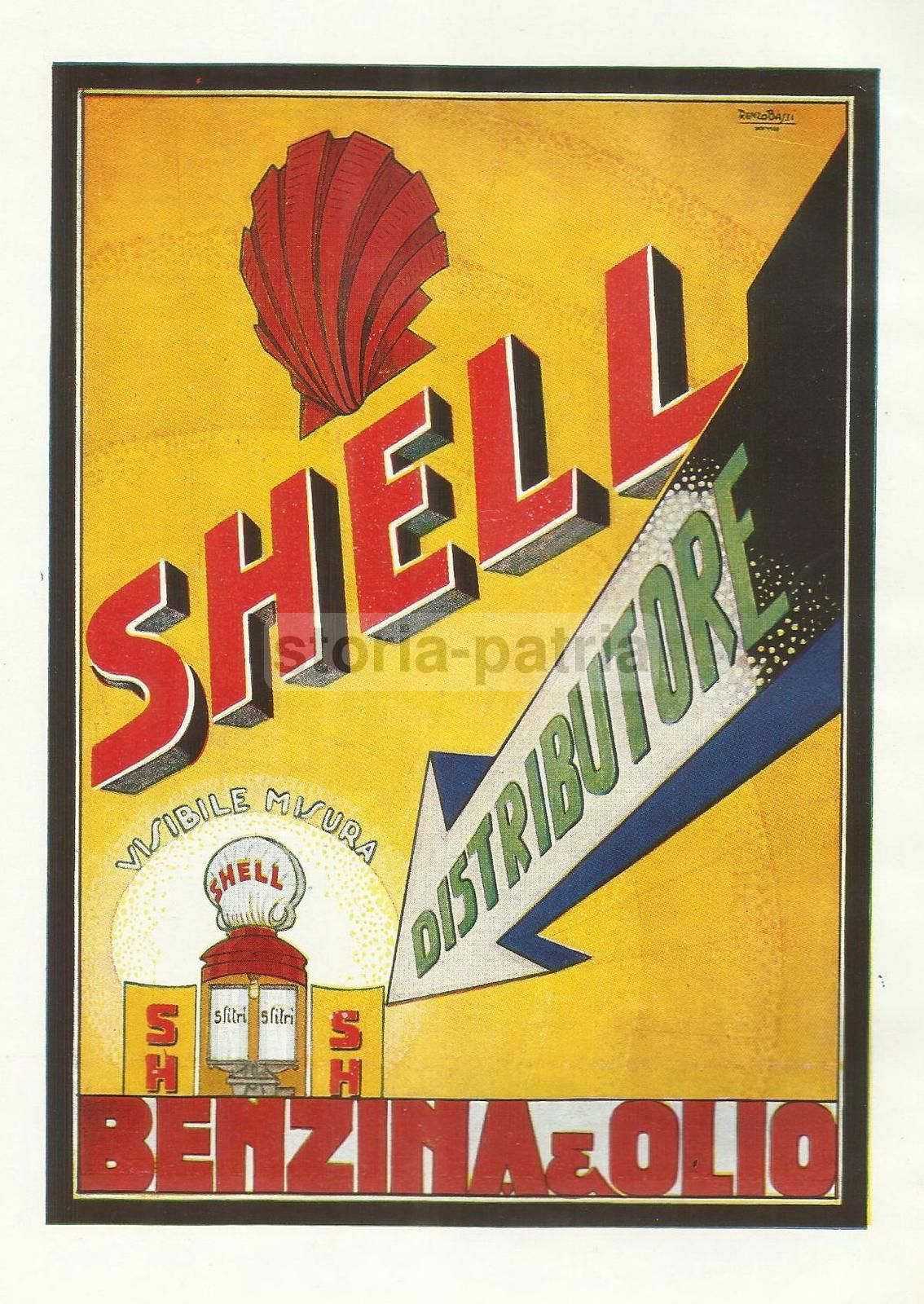 Pubblicità Shell 1928 Renzo Bassi E Lloyd Sabaudo