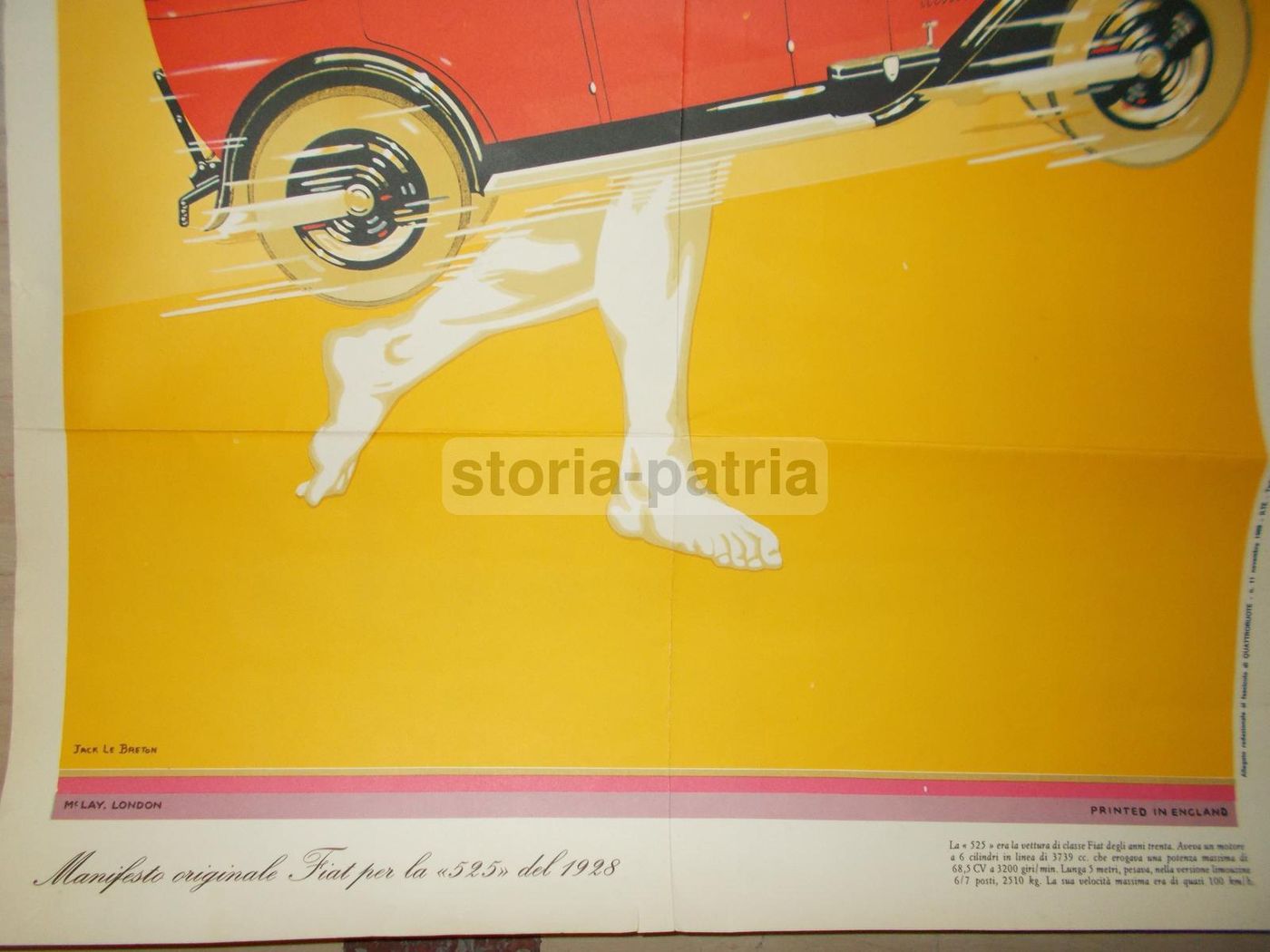 Manifesto Fiat 525 Del 1928, Ristampa 1969 Quattroruote, Jack Le Breton