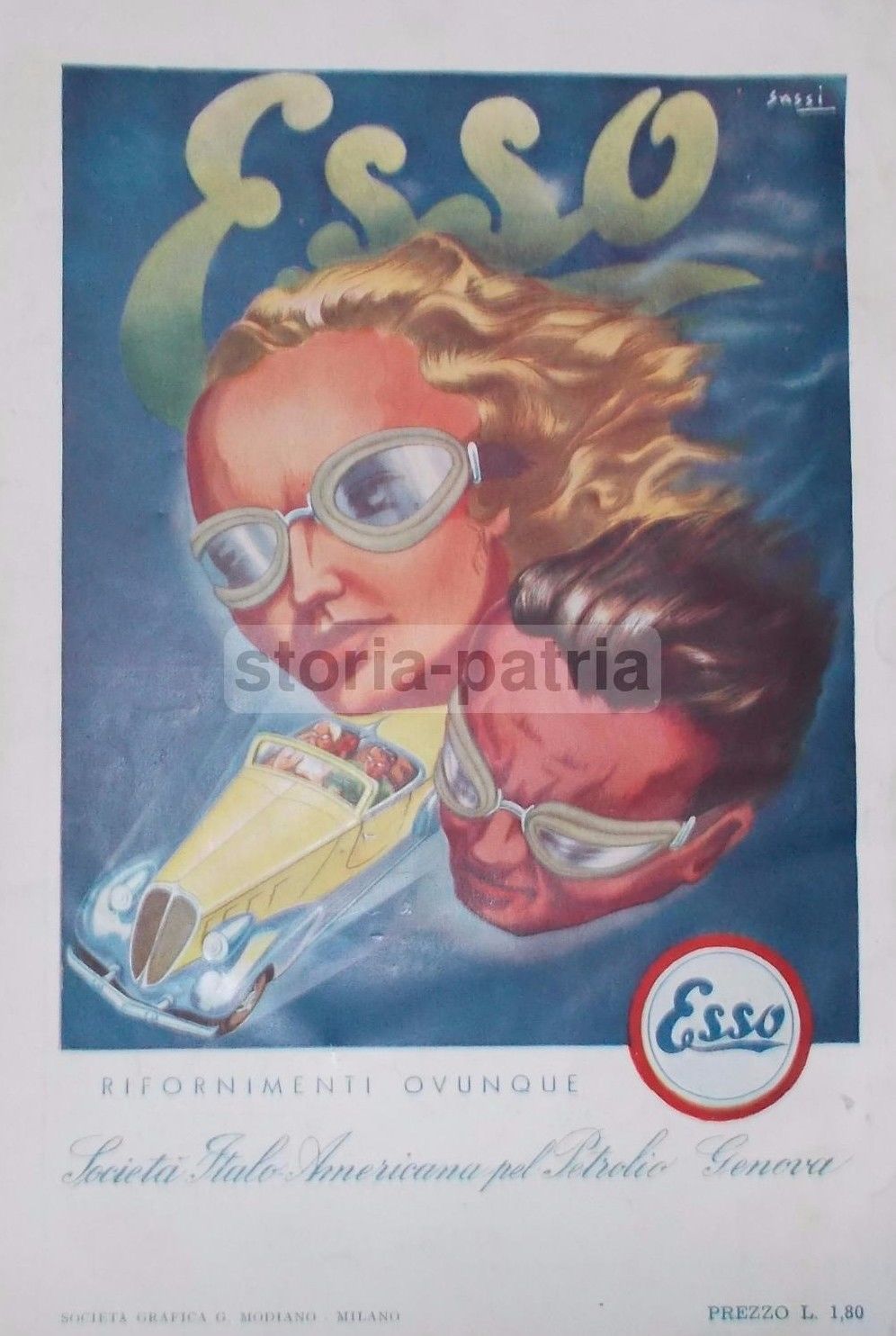 Pubblicità Esso Automobili 1935 TCI Calzature Igea Polveri Caccia
