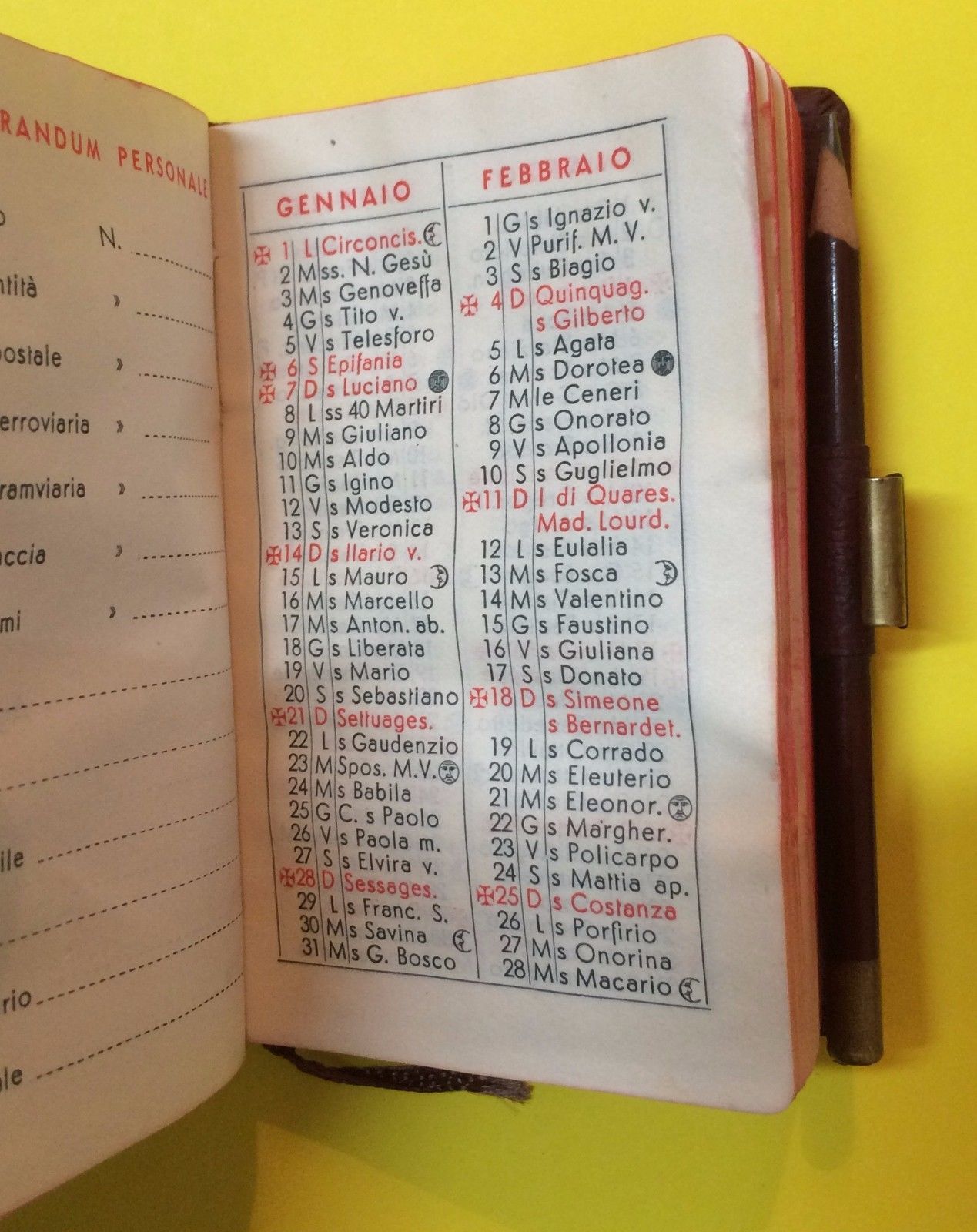 Agenda Pubblicitaria Fiat 1951 Con Matita Originale