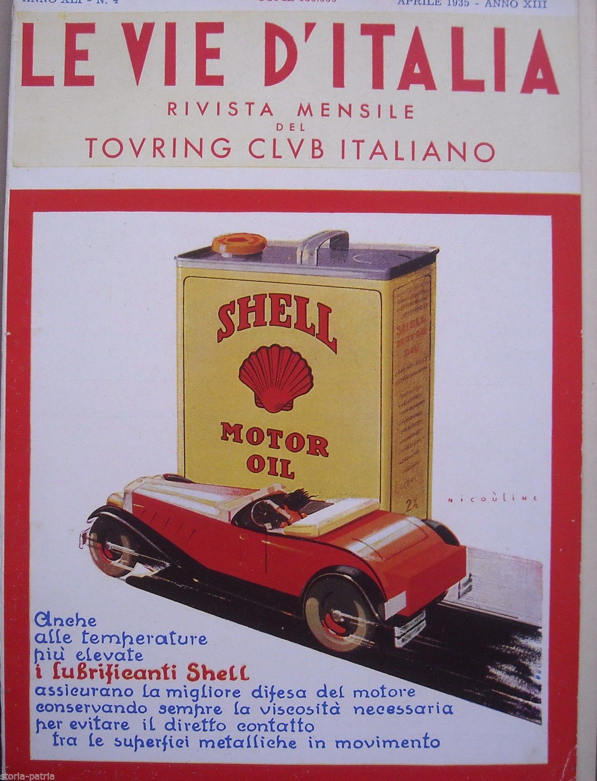 Pubblicità Shell Motor Oil 1934, Illustrazione Di Vsevolode Nicouline