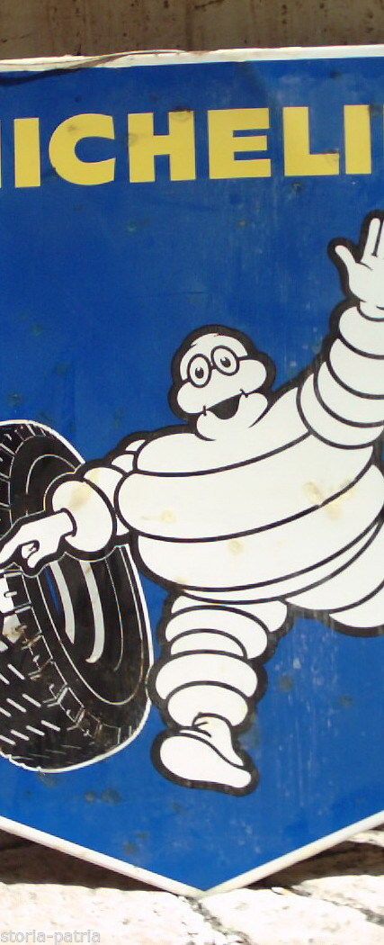 Targa Pubblicitaria Michelin Bibendum Vintage Smaltata 110x90 Cm