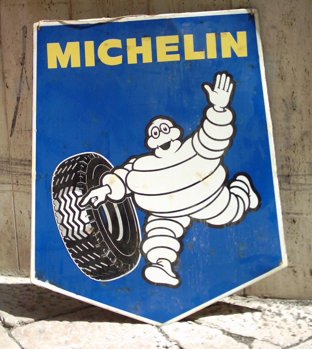 Targa Pubblicitaria Michelin Bibendum Vintage Smaltata 110x90 Cm