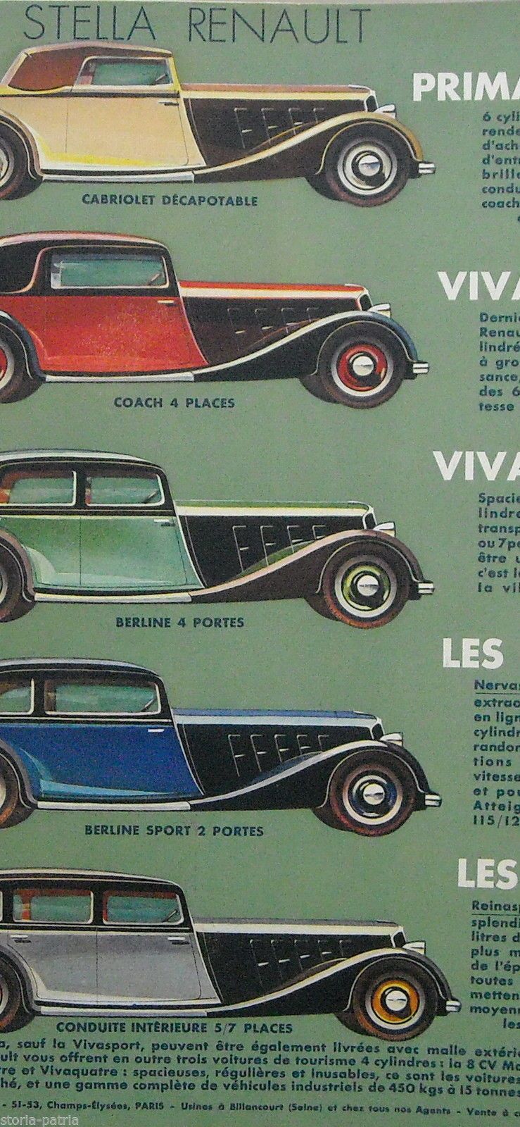 Stampa Pubblicitaria Renault Stella 1933: Automobilismo Vintage