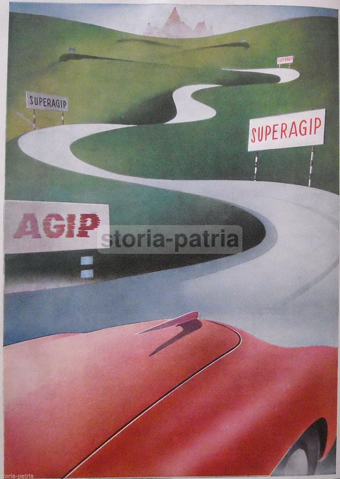 Stampa Pubblicitaria Agip Superagip, Anni '50, Stile Futurista