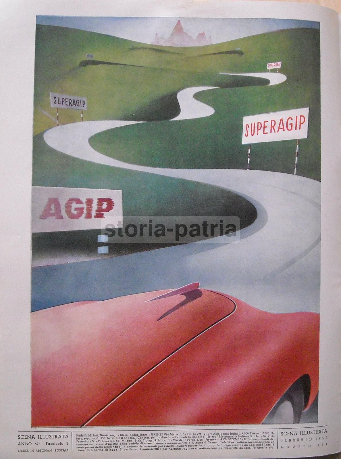 Stampa Pubblicitaria Agip Superagip, Anni '50, Stile Futurista