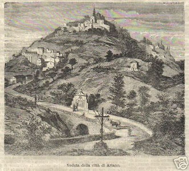 Veduta Antica Di Ariano Irpino, Incisione Xilografica Del XIX Secolo