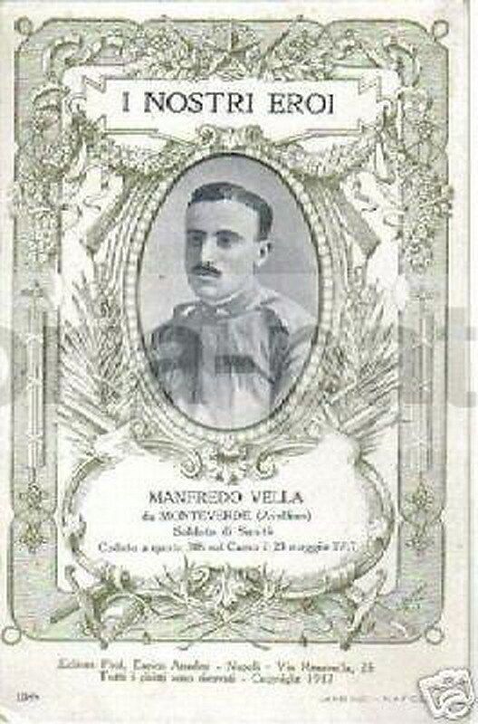 Cartolina Manfredo Vella Soldato Monteverde Avellino WWI 1917