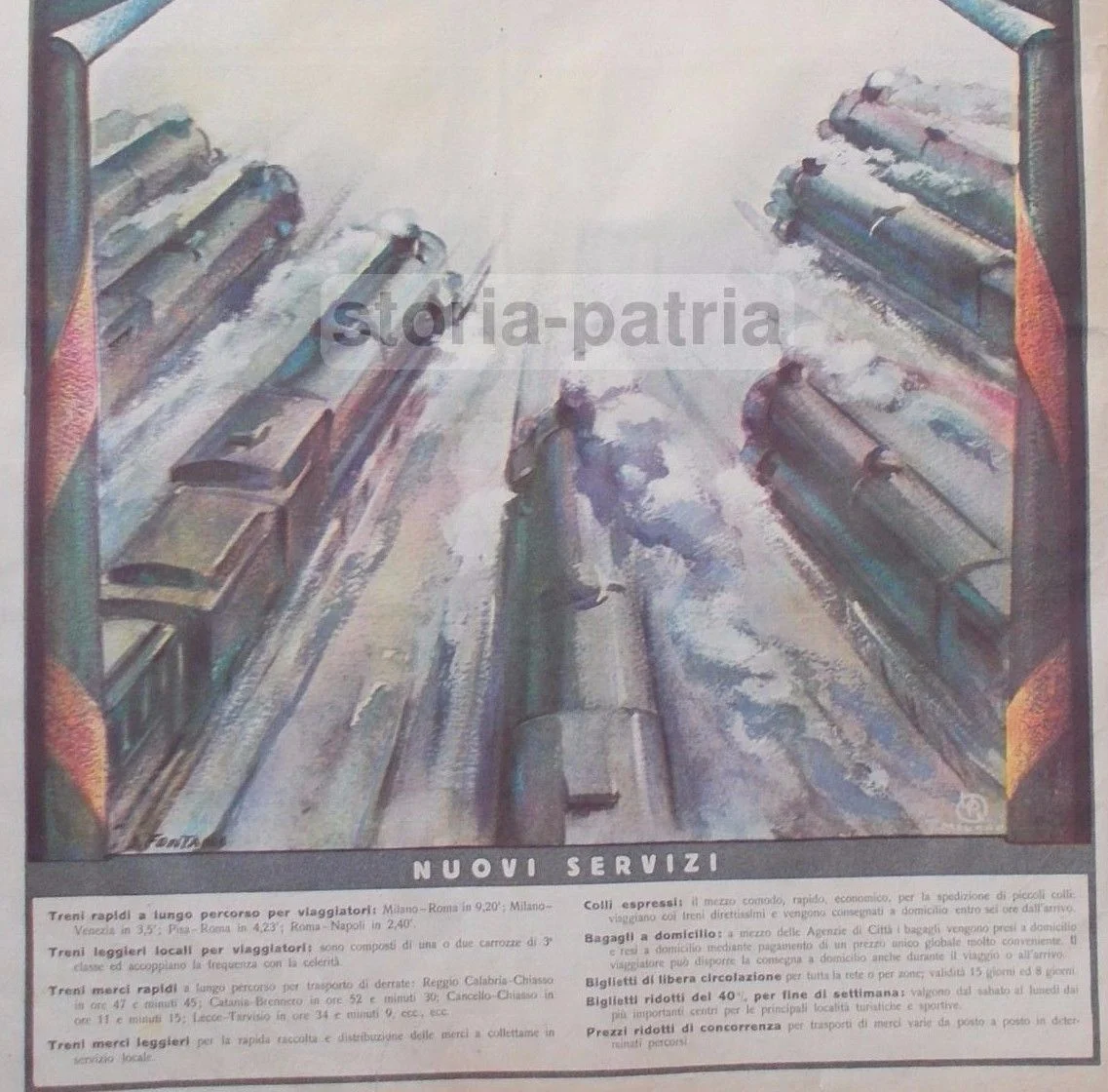 Air Mail and State Railways Advertising 1932 Rome Aviation