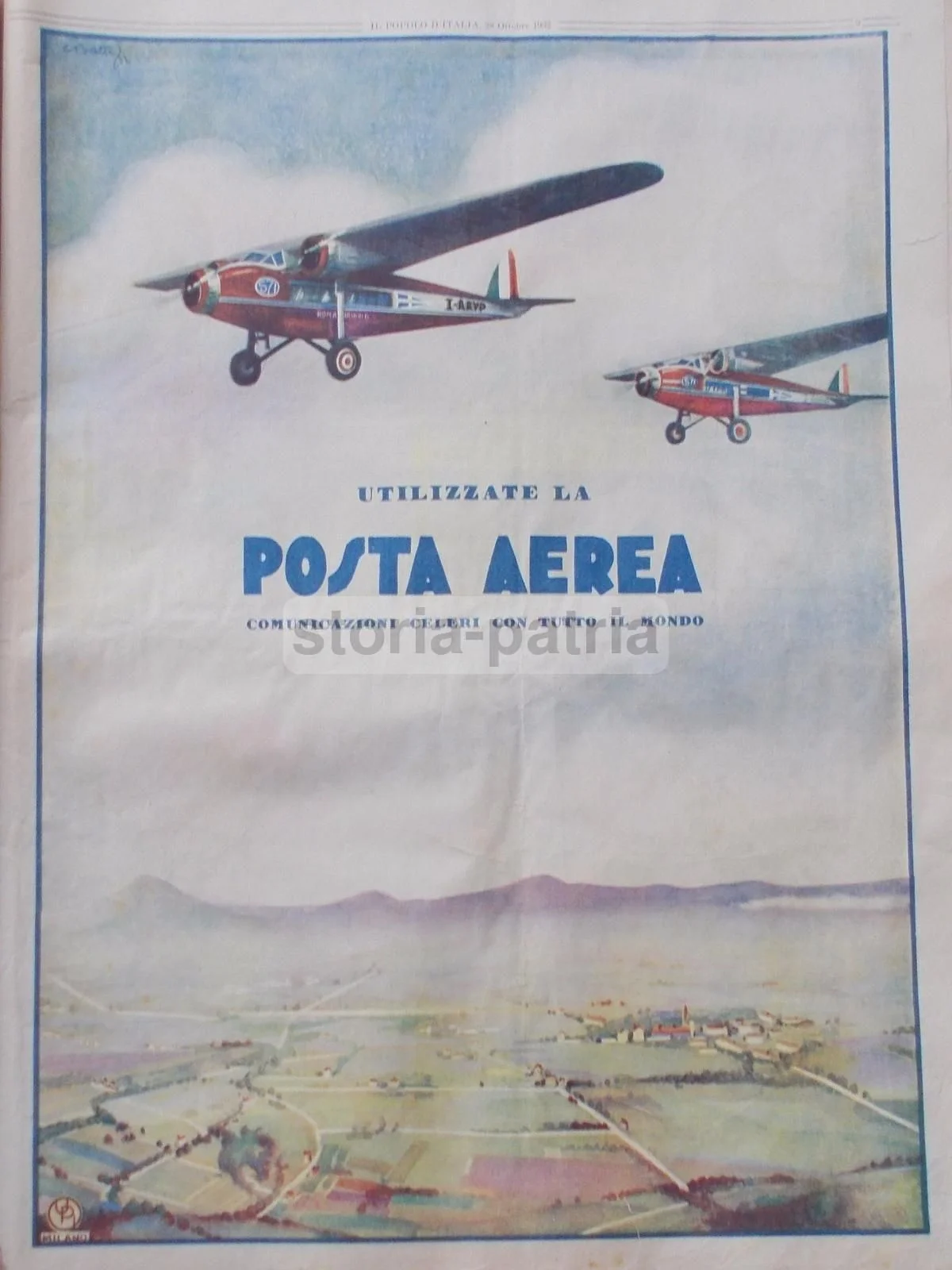 Air Mail and State Railways Advertising 1932 Rome Aviation