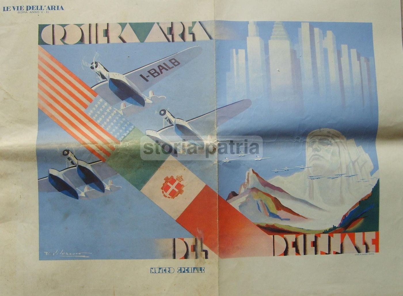 Crociera Aerea Del Decennale Balbo 1933 Manifesto Futurista Originale