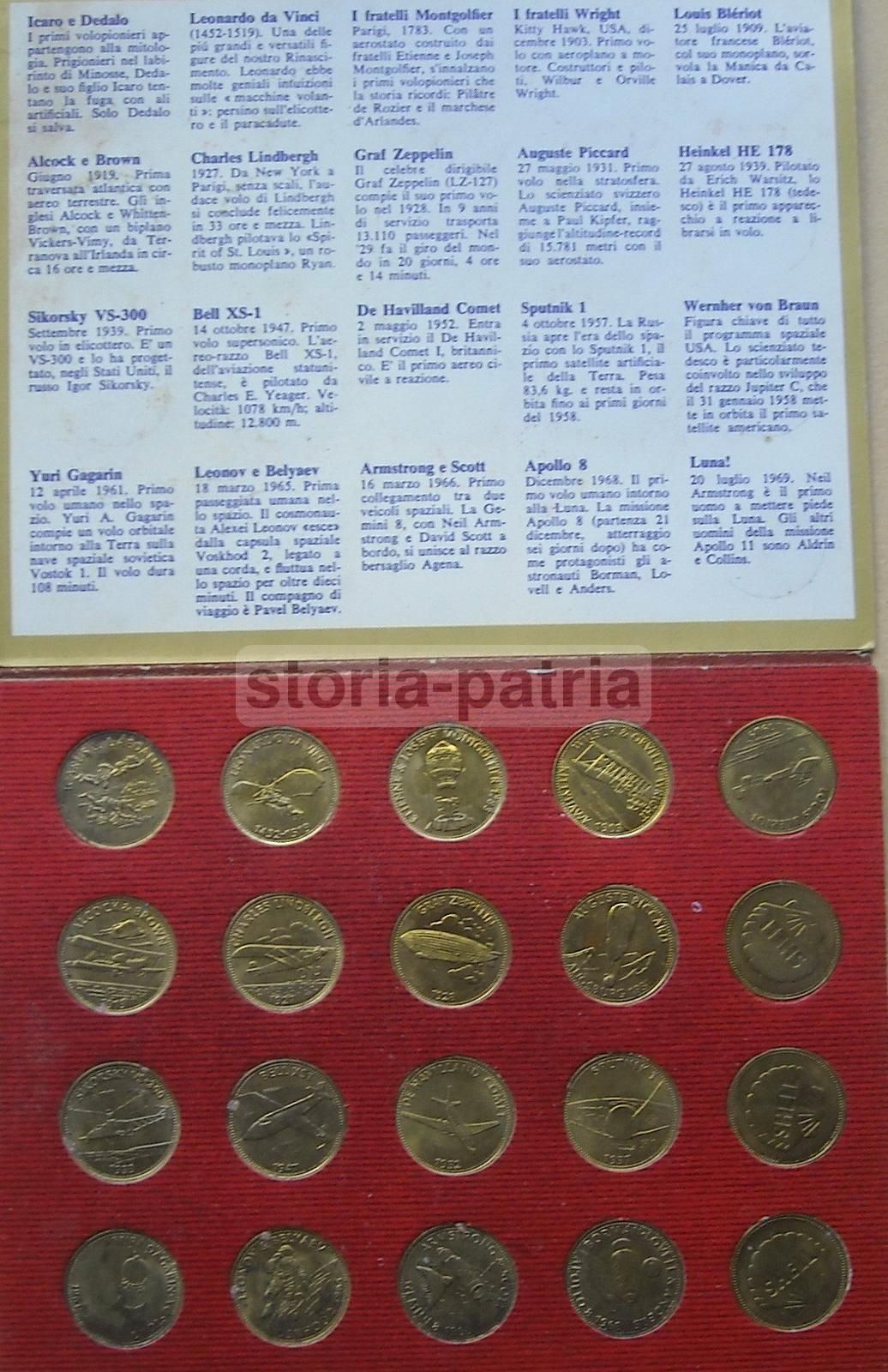 Collezione 20 Medaglie Storia Aviazione Astronautica Shell Anni 70