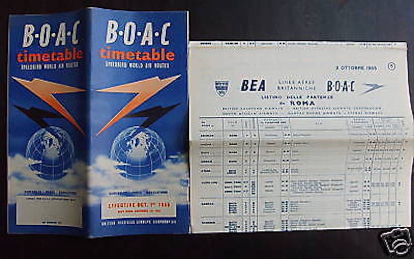 Depliant BOAC BEA Orari Voli Gran Bretagna 1955 Pubblicità Epoca