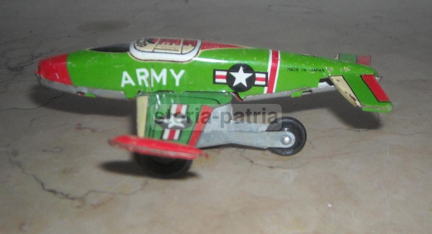Modellino Aereo Militare Vintage In Latta, Made In Japan, Prima Metà Del '900