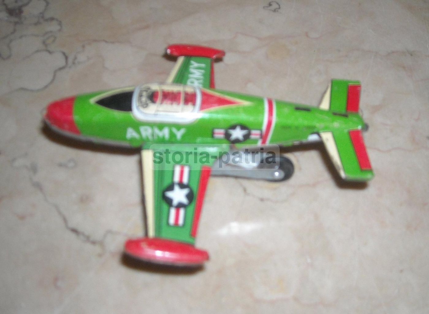 Modellino Aereo Militare Vintage In Latta, Made In Japan, Prima Metà Del '900