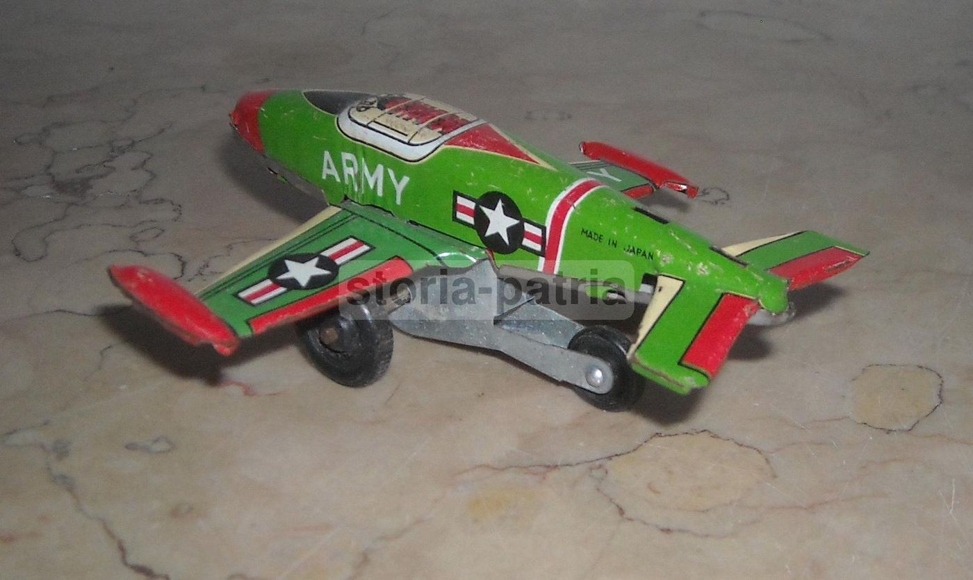 Modellino Aereo Militare Vintage In Latta, Made In Japan, Prima Metà Del '900