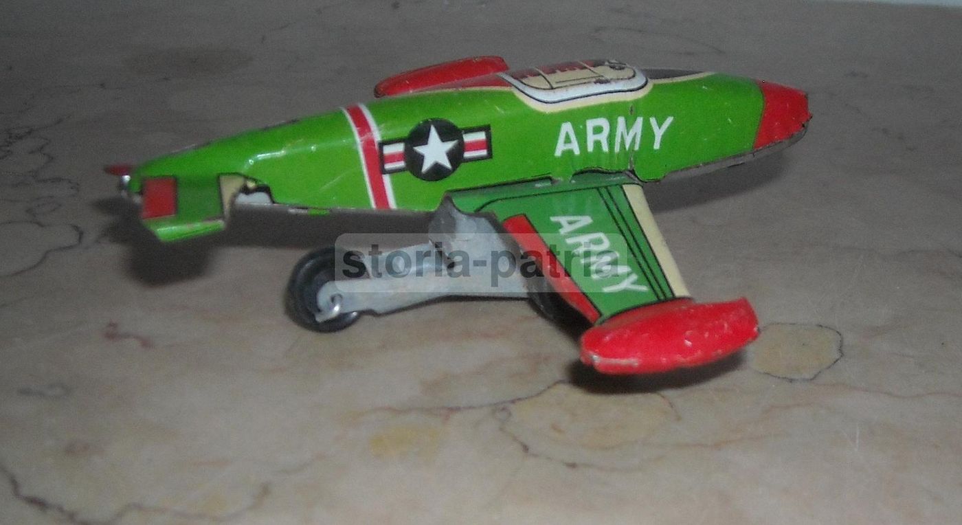 Modellino Aereo Militare Vintage In Latta, Made In Japan, Prima Metà Del '900