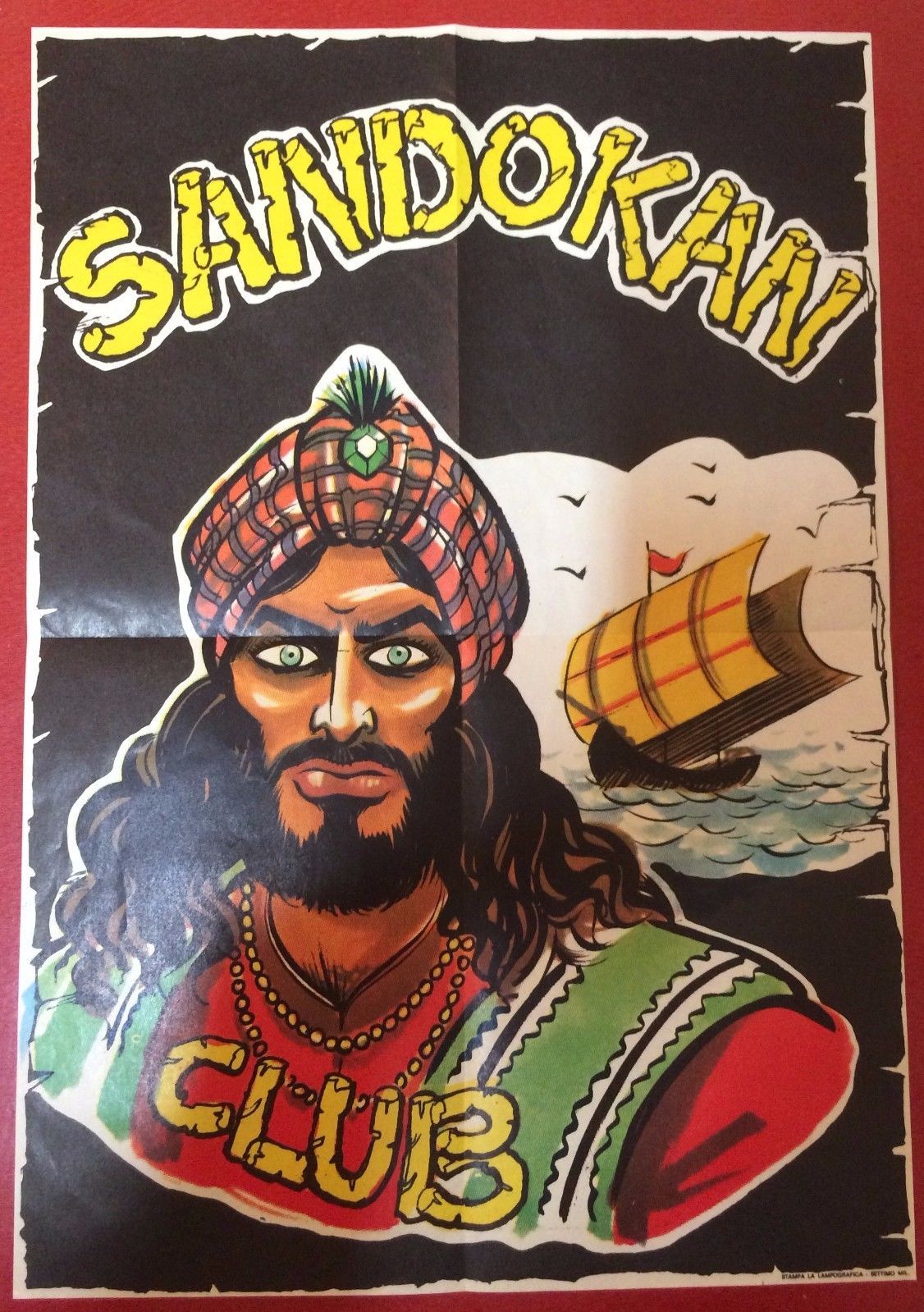 Poster Vintage Sandokan Anni '70, Illustrazione Fumettistica