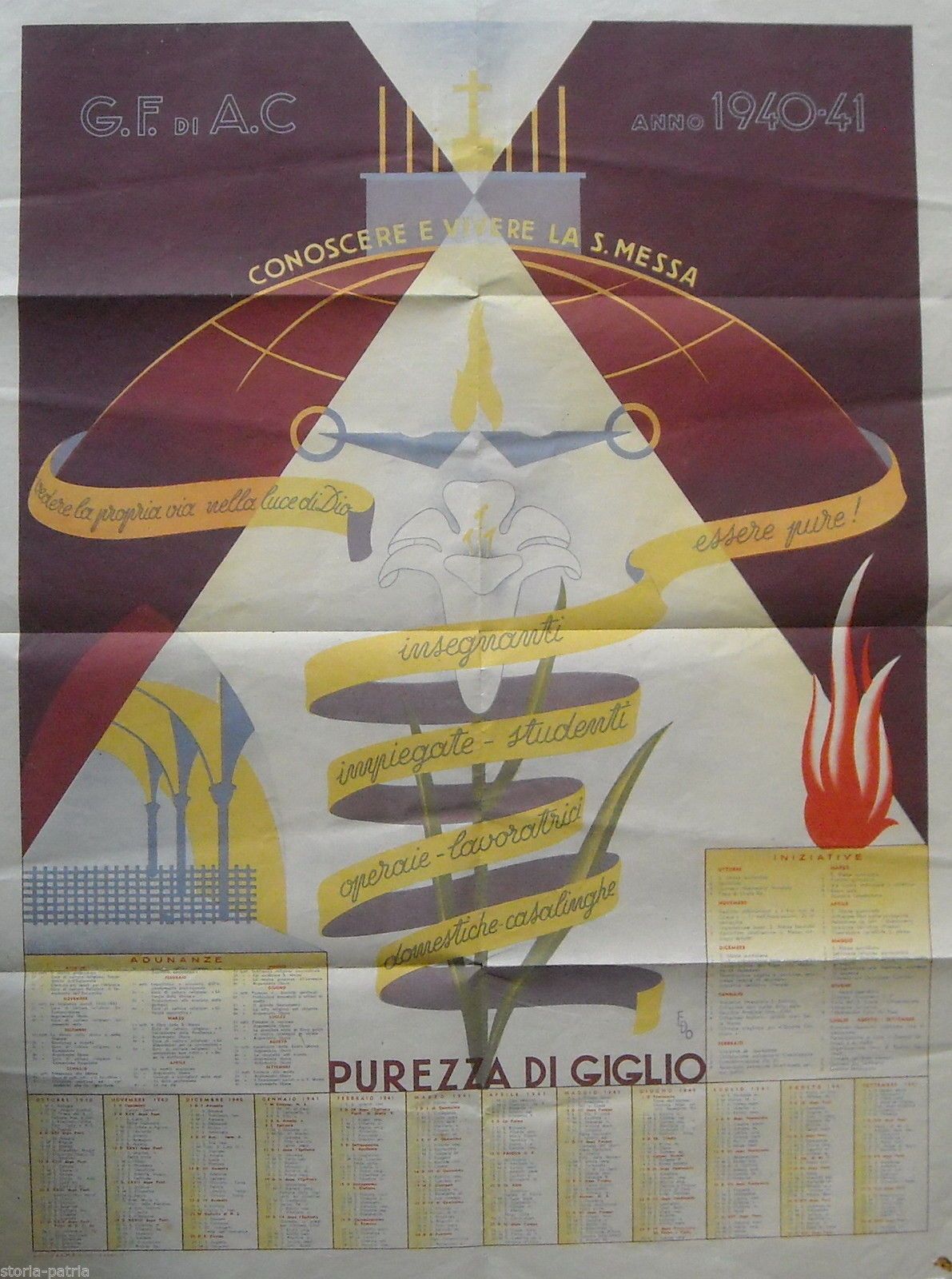 Manifesto Gioventù Femminile Azione Cattolica 1940 Firmato Edo