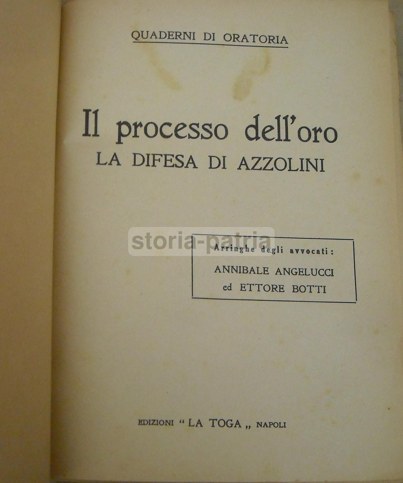 Il Processo Dell'Oro: La Difesa Di Vincenzo Azzolini (1948)